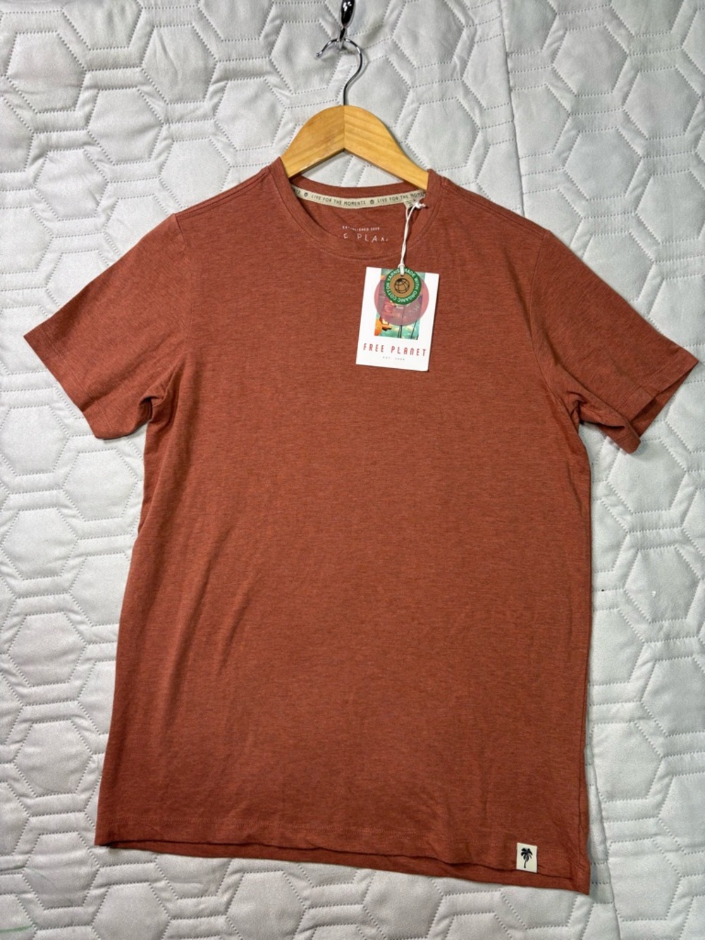 Free Planet Men's Rust Orange Crewneck Tee - Picture 11 of 11